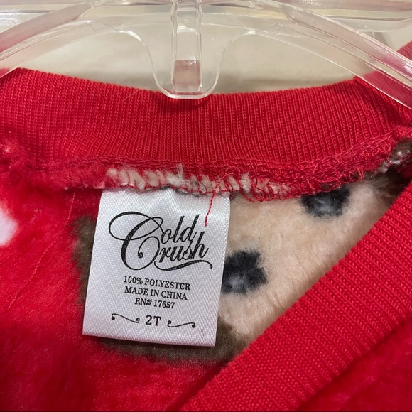 Toddler & Little Girls Plush Red Puppy Dog Santa Christmas Holiday Sweater - Picture 4 of 4